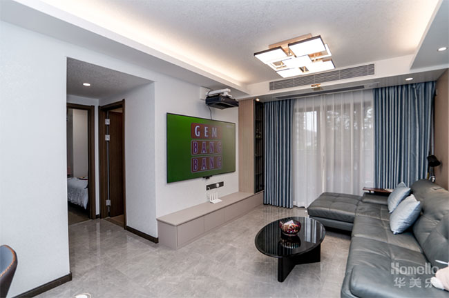 95㎡三居，客餐廳之間打造工作區(qū)，將生活與工作和諧結(jié)合